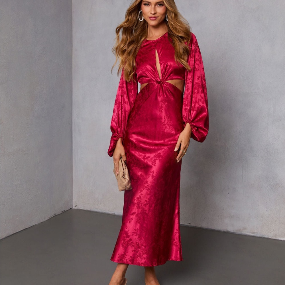 VICI Red Satin Cutout Dress